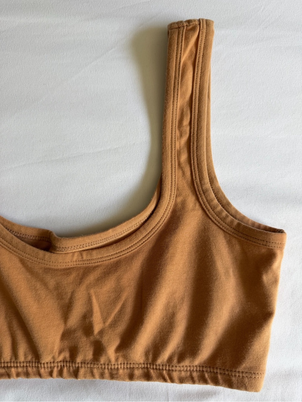 ARQ Organic Cotton Pecan Orange Tan Wide Strap No Wire Bra Bralette - Picture 5 of 12